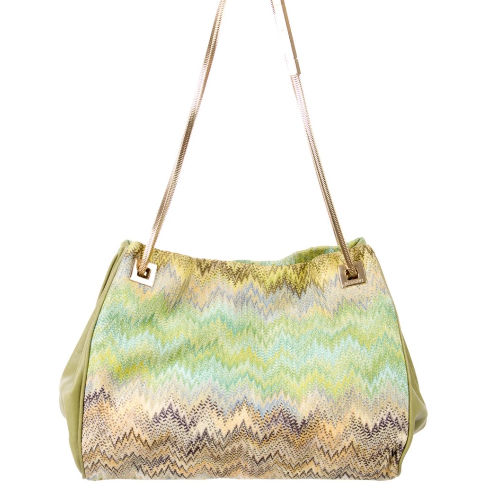 MISSONI Leather-Trimmed Woven Bag